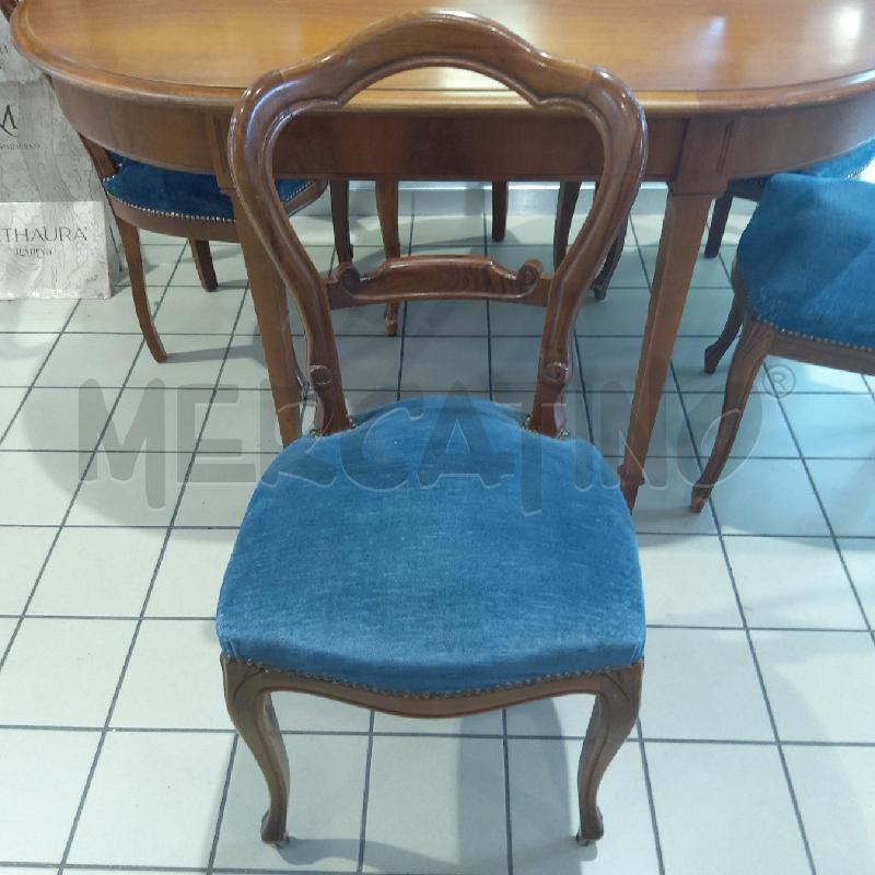 TAVOLO OVALE LEGNO E 5 SEDIE IMBOTTITE BLU | Mercatino dell'Usato San maurizio canavese 4