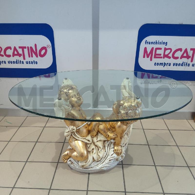 TAVOLO SALOTTO PUTTI DORATI PIANO VETRO | Mercatino dell'Usato San maurizio canavese 1