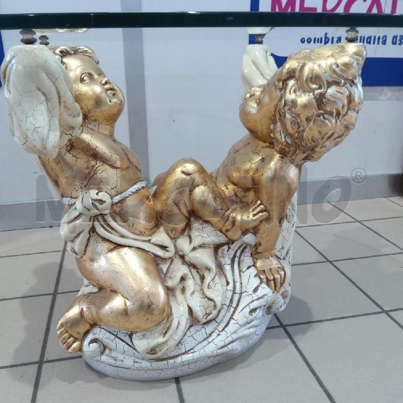 TAVOLO SALOTTO PUTTI DORATI PIANO VETRO | Mercatino dell'Usato San maurizio canavese 2