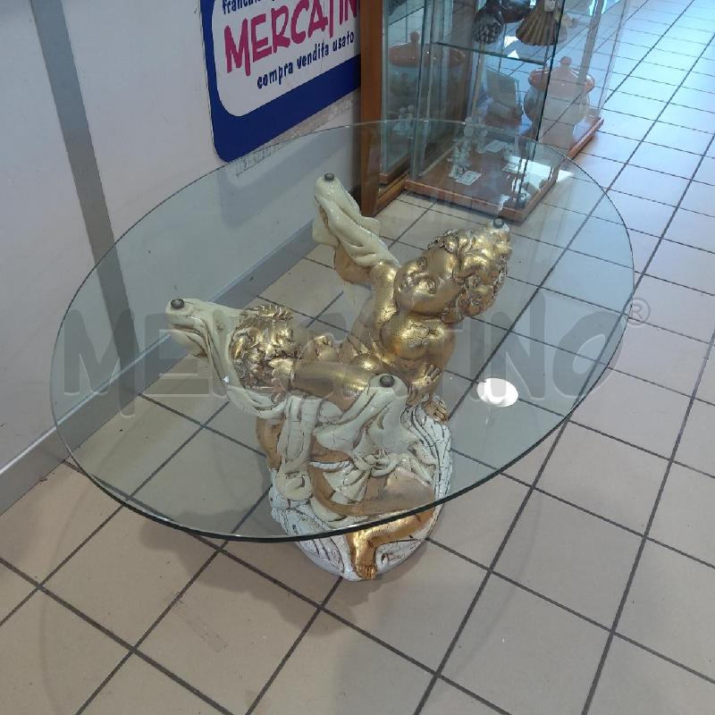 TAVOLO SALOTTO PUTTI DORATI PIANO VETRO | Mercatino dell'Usato San maurizio canavese 3