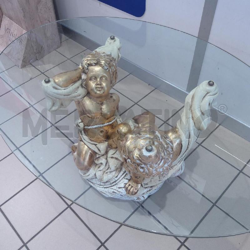 TAVOLO SALOTTO PUTTI DORATI PIANO VETRO | Mercatino dell'Usato San maurizio canavese 4