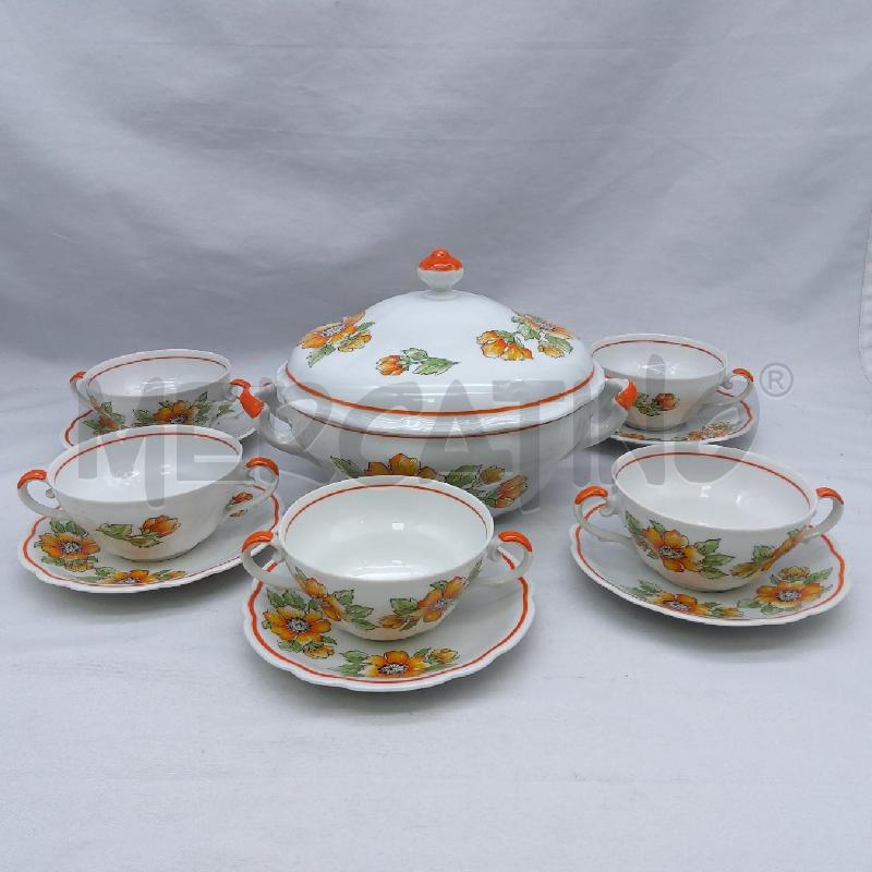 TAZZE PZ. 6 CONSOMME' FIORI ARANCIO + PIATT | Mercatino dell'Usato San maurizio canavese 1
