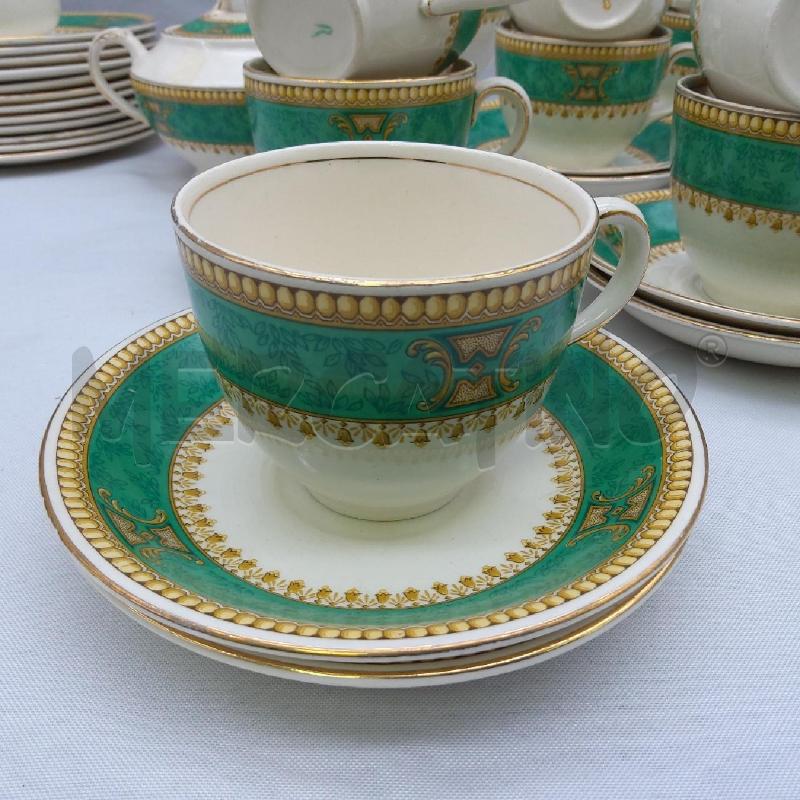 TAZZE PZ 12 MORLEY WARE ENGLAND FASCIA FESTONE VERDE ORO LATT ZUCCH BRICCO PIATT E CIOT | Mercatino dell'Usato San maurizio canavese 3