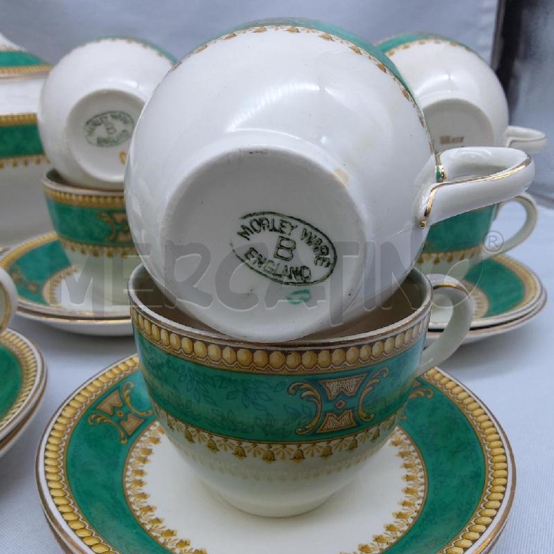 TAZZE PZ 12 MORLEY WARE ENGLAND FASCIA FESTONE VERDE ORO LATT ZUCCH BRICCO PIATT E CIOT | Mercatino dell'Usato San maurizio canavese 5