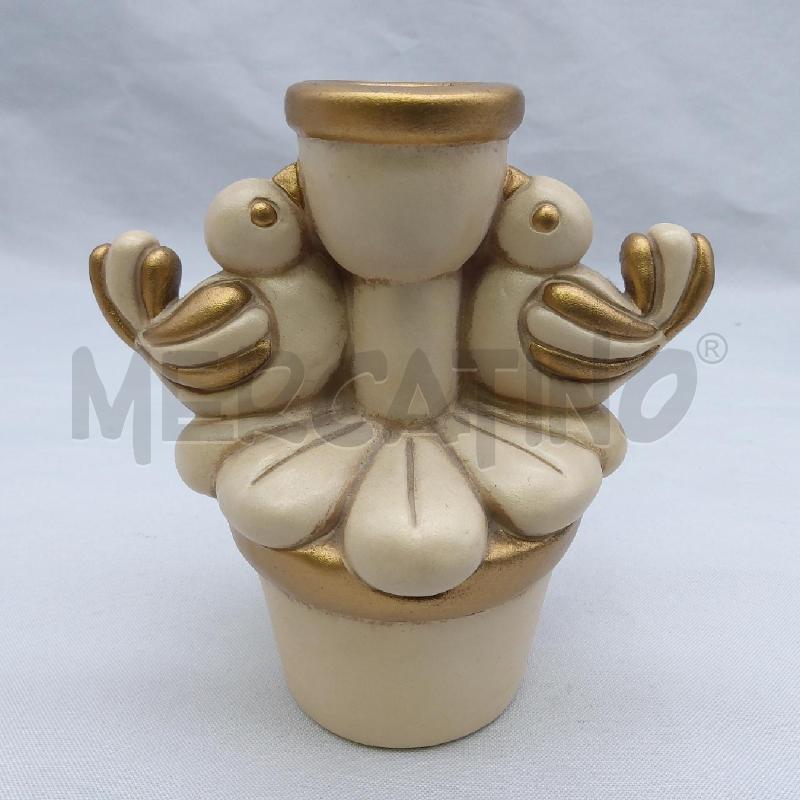 THUN PORTACANDELA VASETTO UCCELLINI CREMA ORO | Mercatino dell'Usato San maurizio canavese 1