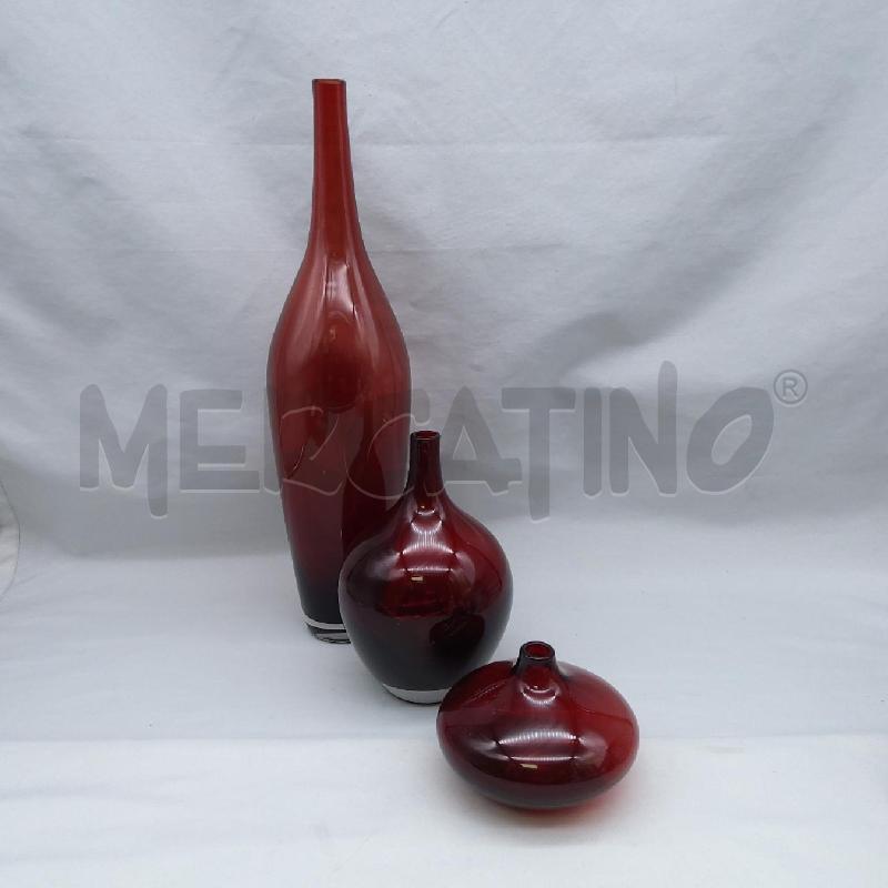 TRITTICO VASI VETRO ROSSO | Mercatino dell'Usato San maurizio canavese 1