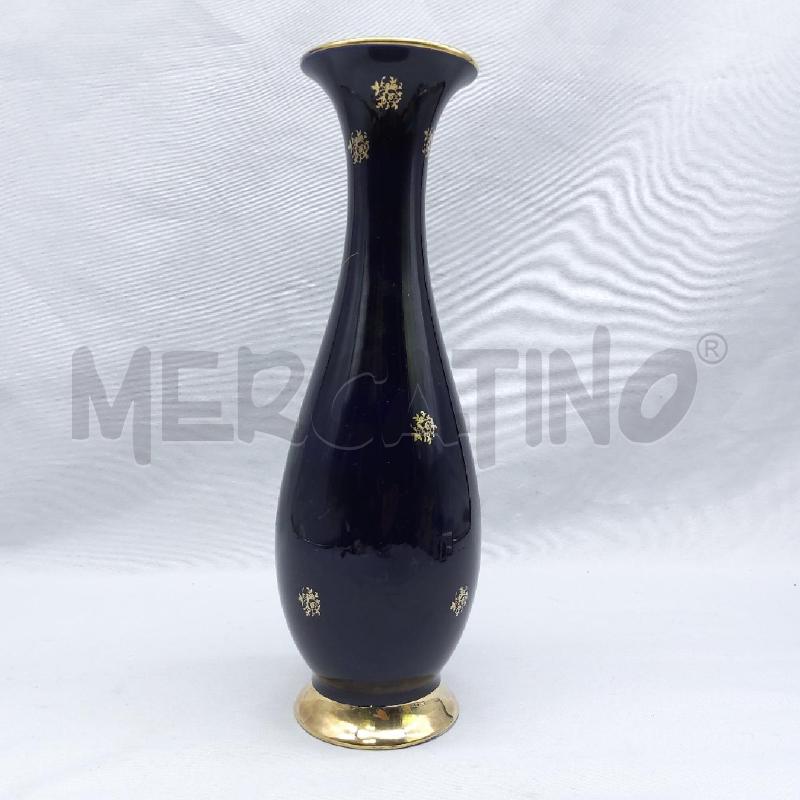 VASETTO CERAMICA BLU COBALTO FOGLIE ORO | Mercatino dell'Usato San maurizio canavese 3