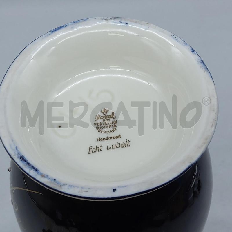 VASETTO CERAMICA BLU COBALTO FOGLIE ORO | Mercatino dell'Usato San maurizio canavese 4