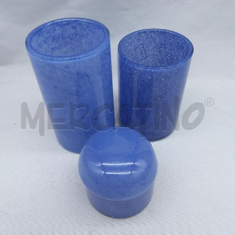 VASI TRITTICO VETRO AZZURRO 2 VASI CILINDRO + SCATOLA | Mercatino dell'Usato San maurizio canavese 4