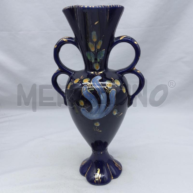 VASO ANFORA BLU COBALTO DECORO AZZURRO ORO | Mercatino dell'Usato San maurizio canavese 3