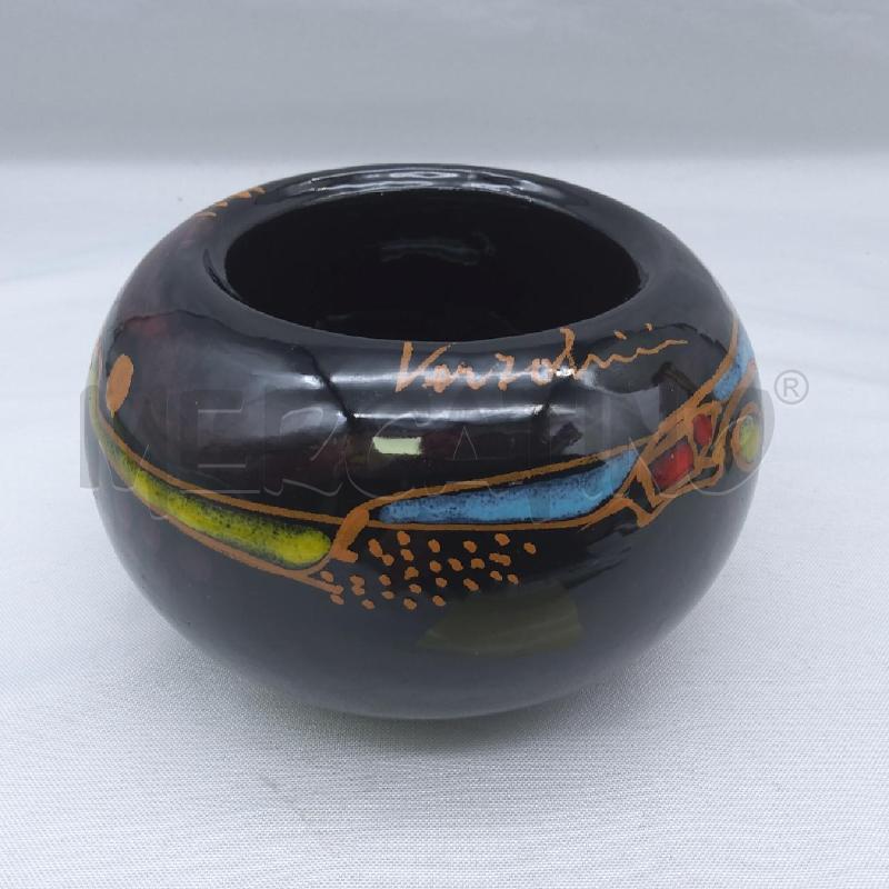 VASO CERAMICA VERZOLINI NERO DISEGNO ASTRATTO | Mercatino dell'Usato San maurizio canavese 1
