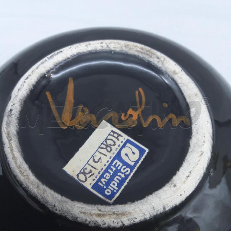 VASO CERAMICA VERZOLINI NERO DISEGNO ASTRATTO | Mercatino dell'Usato San maurizio canavese 4