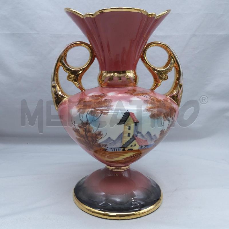 VASO CERAM CANGIANTE ROSA MAN ORO CASOLARE FIRMA ALFA | Mercatino dell'Usato San maurizio canavese 1