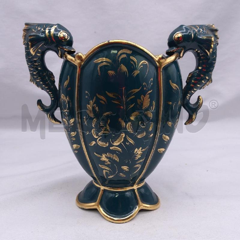 VASO CERAM FIORENTINA VERDE ORO MANICI PESCI AMORFI | Mercatino dell'Usato San maurizio canavese 1