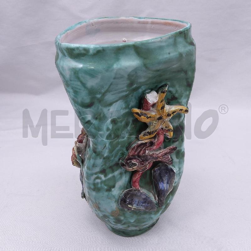 VASO CERAM STROPICCIATO VERDE ESSERI ACQUATICI | Mercatino dell'Usato San maurizio canavese 2