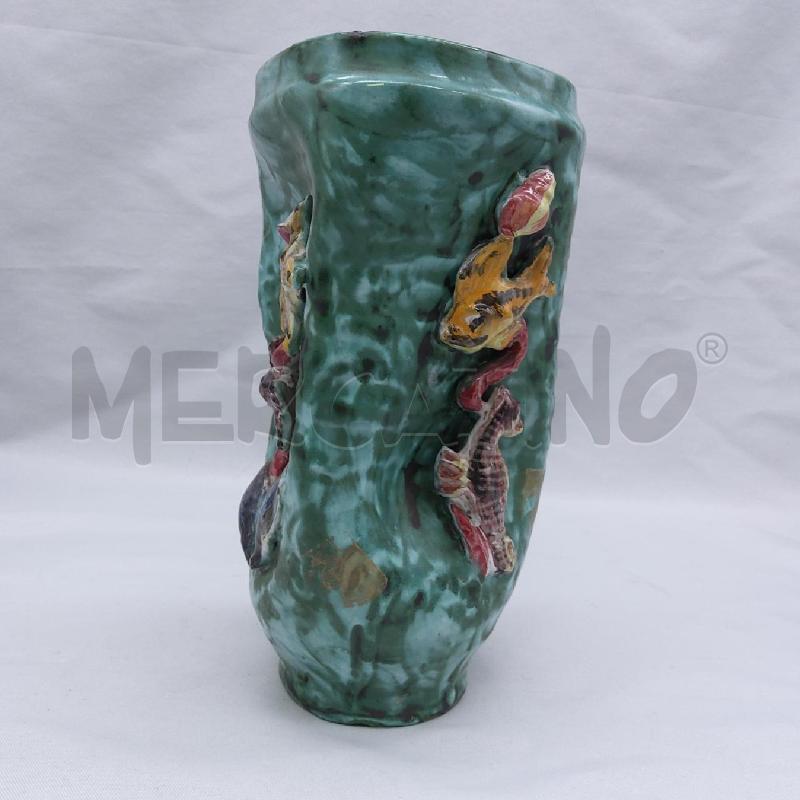 VASO CERAM STROPICCIATO VERDE ESSERI ACQUATICI | Mercatino dell'Usato San maurizio canavese 4