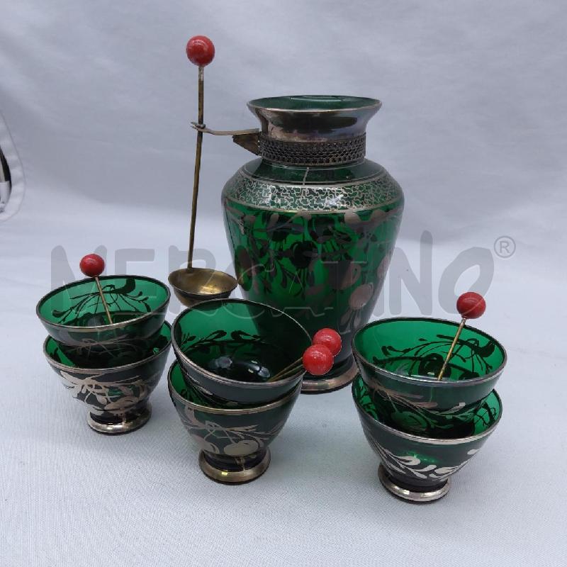 VASO CUCCHIAINO+6 CIOTOLINE+4 STUZZICADENTI VETRO VERDE CILIEGIE  | Mercatino dell'Usato San maurizio canavese 2
