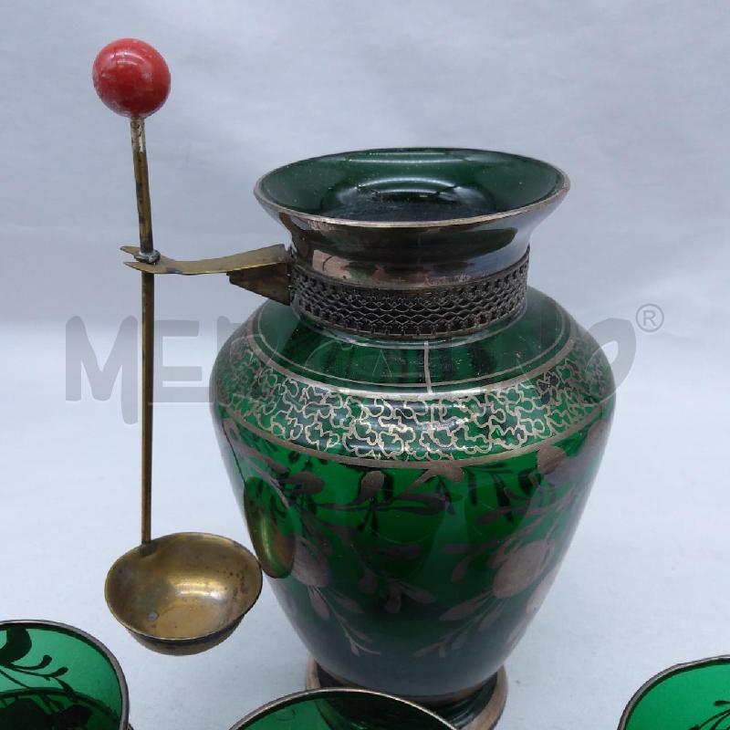 VASO CUCCHIAINO+6 CIOTOLINE+4 STUZZICADENTI VETRO VERDE CILIEGIE  | Mercatino dell'Usato San maurizio canavese 3