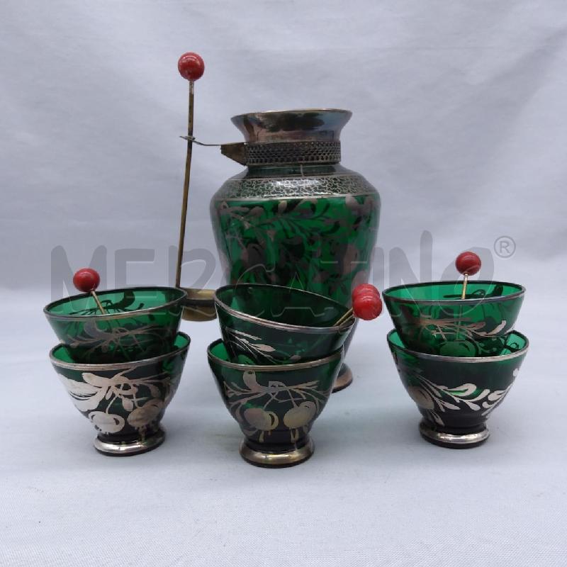 VASO CUCCHIAINO+6 CIOTOLINE+4 STUZZICADENTI VETRO VERDE CILIEGIE  | Mercatino dell'Usato San maurizio canavese 4