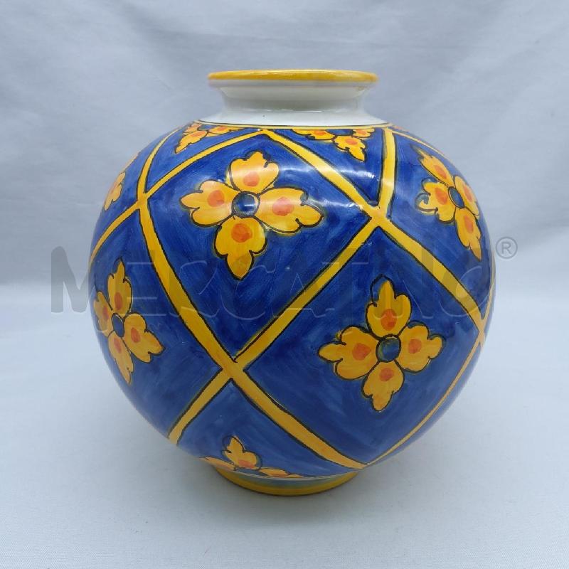 VASO DERUTA ROMBI BLU FIORI E BORDO GIALLO | Mercatino dell'Usato San maurizio canavese 1
