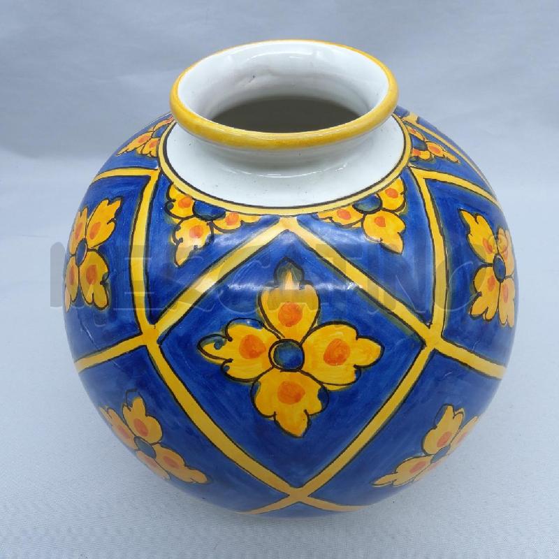 VASO DERUTA ROMBI BLU FIORI E BORDO GIALLO | Mercatino dell'Usato San maurizio canavese 2