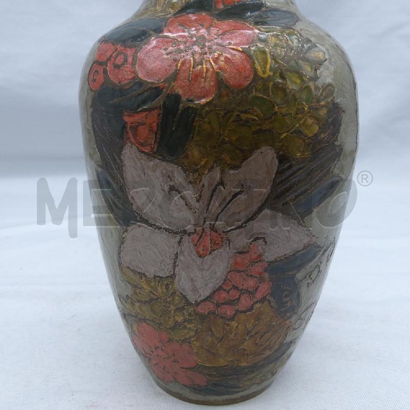 VASO METALLO SMALTATO FIORI ROSA BCO INDIA | Mercatino dell'Usato San maurizio canavese 2
