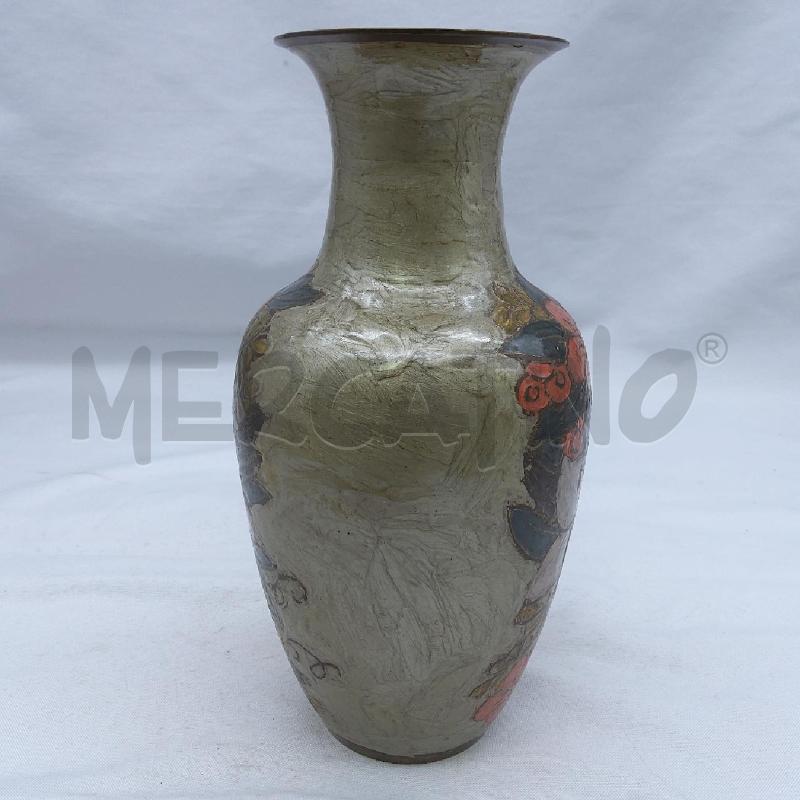 VASO METALLO SMALTATO FIORI ROSA BCO INDIA | Mercatino dell'Usato San maurizio canavese 3