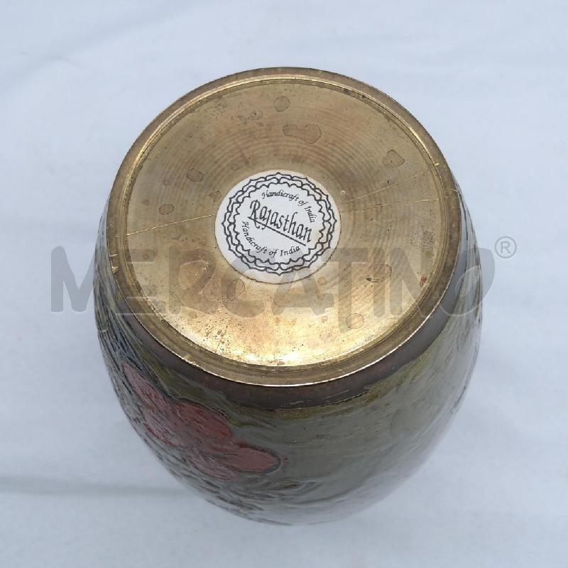 VASO METALLO SMALTATO FIORI ROSA BCO INDIA | Mercatino dell'Usato San maurizio canavese 4
