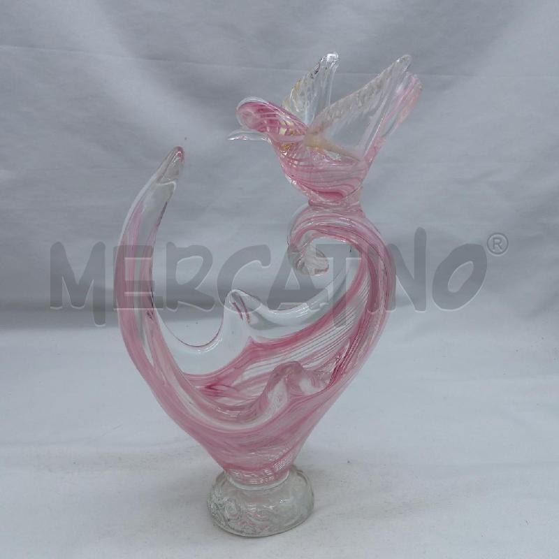 VASO VETRO ROSA UCCELLINO ARCO | Mercatino dell'Usato San maurizio canavese 1