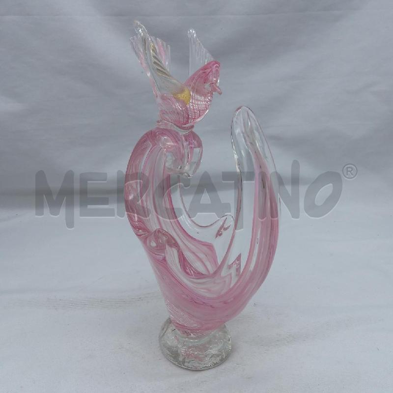 VASO VETRO ROSA UCCELLINO ARCO | Mercatino dell'Usato San maurizio canavese 3