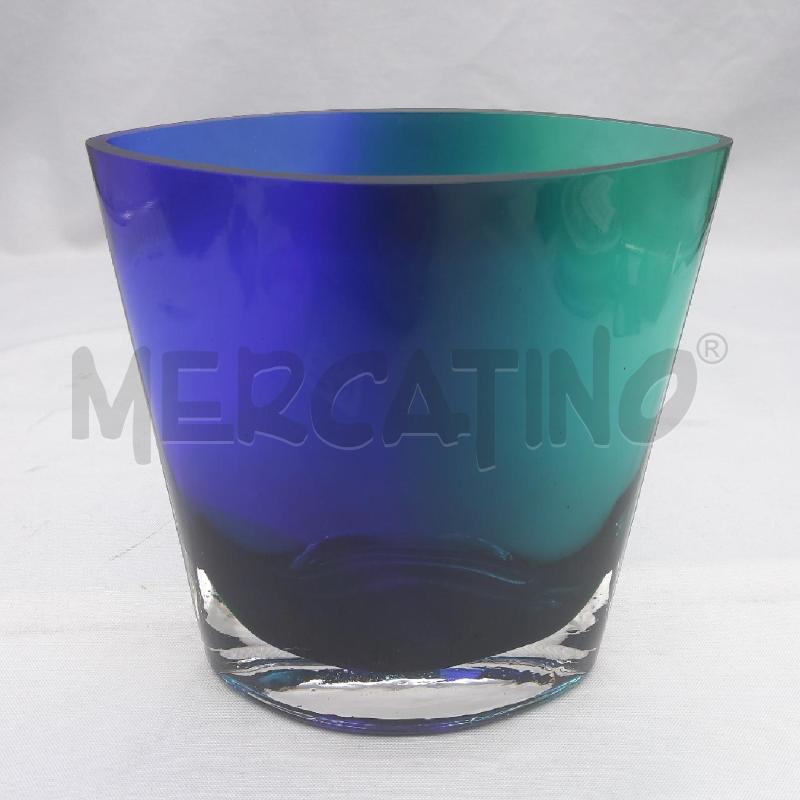 VASO VETRO VERDE AZZURRO SFUMATO | Mercatino dell'Usato San maurizio canavese 1
