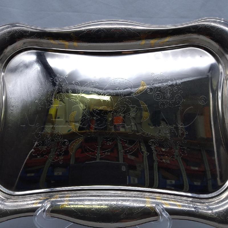 VASSOIO ACCIAIO INOX MANCHESTER FLOREALE STILIZZATO DORATO | Mercatino dell'Usato San maurizio canavese 2