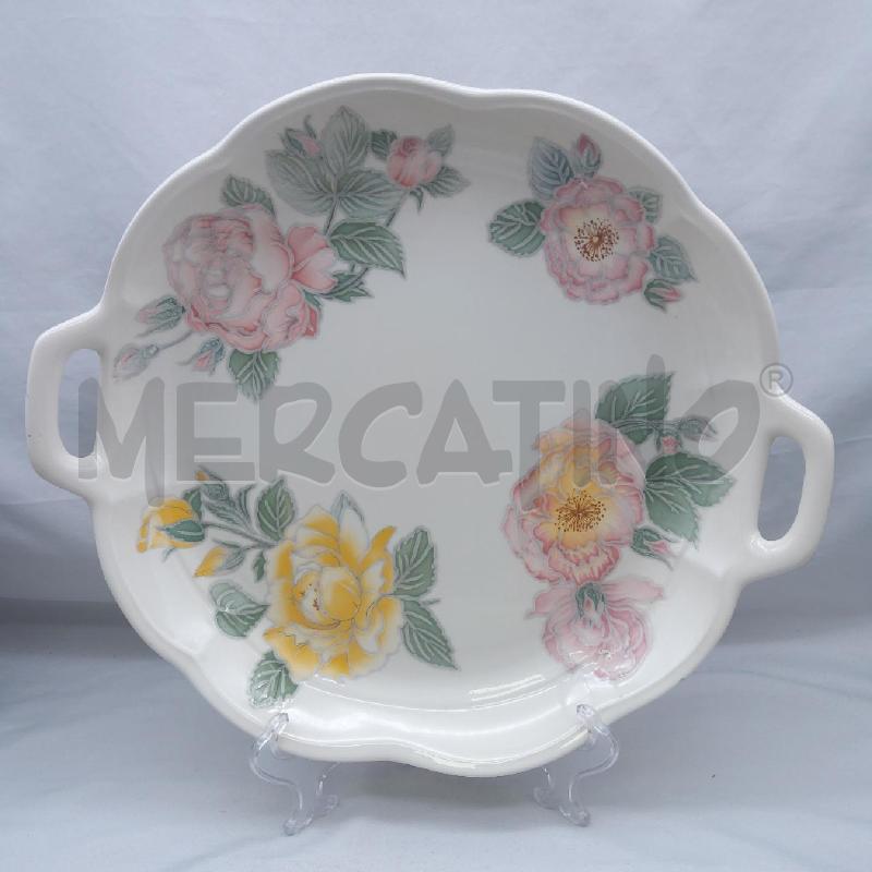 VASSOIO GRANDE CERAMICA DUE TORRI FIORI ROSA | Mercatino dell'Usato San maurizio canavese 1