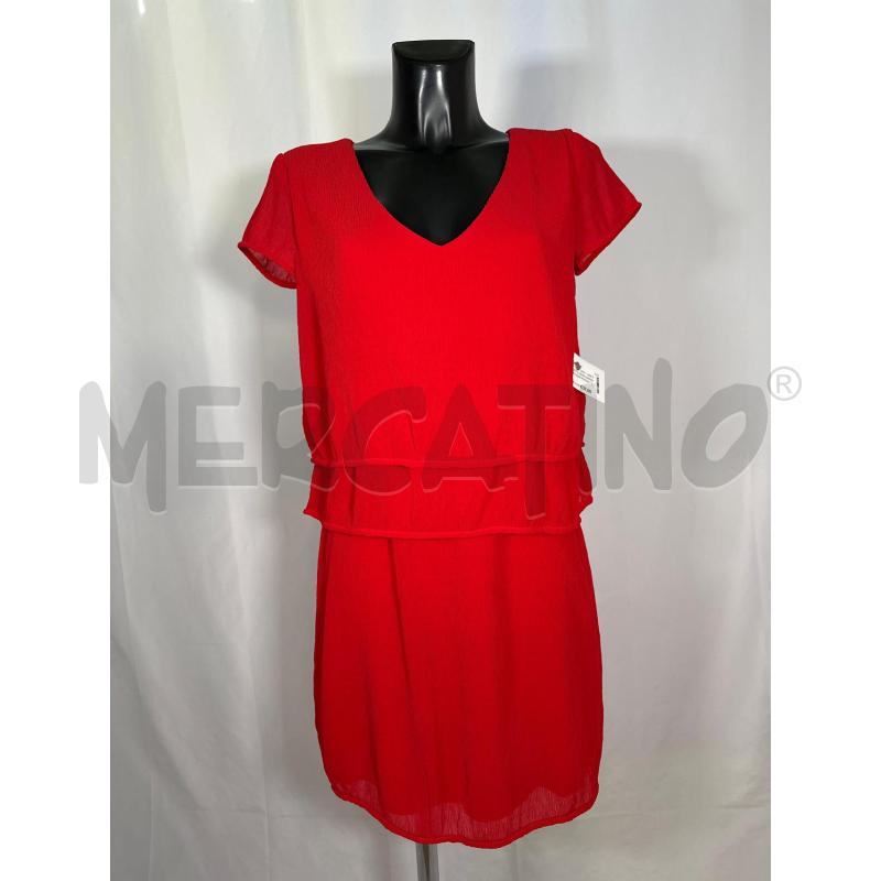 VESTITO DONNA ARMANI EXCHANGE ROSSO EFFETTO CREPE BALZE | Mercatino dell'Usato San maurizio canavese 1
