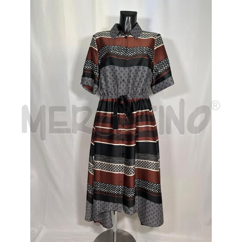 VESTITO DONNA CARACTERE FANTASIA MARRONE NERO LACCIO VITA  | Mercatino dell'Usato San maurizio canavese 1