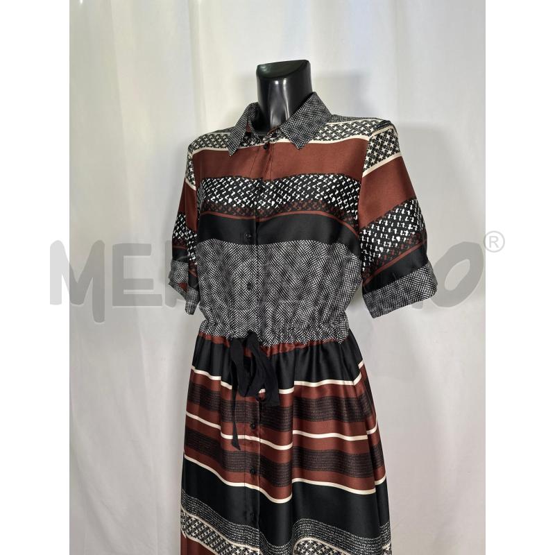 VESTITO DONNA CARACTERE FANTASIA MARRONE NERO LACCIO VITA  | Mercatino dell'Usato San maurizio canavese 4
