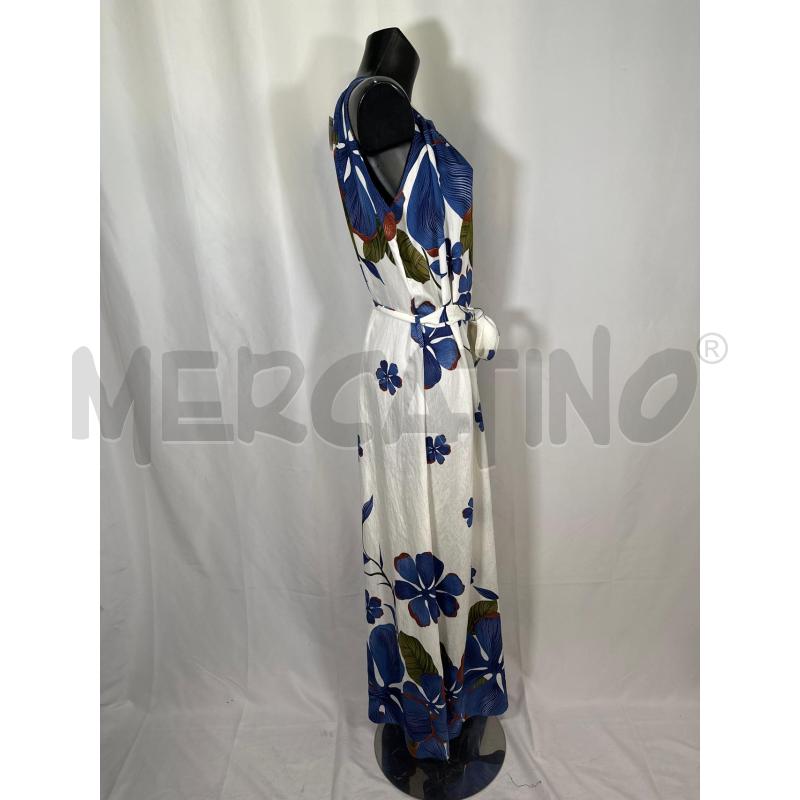 VESTITO DONNA LUNGO ROSELLA BNC FIORI BLU VERDE SCOLLO AMERICANA  | Mercatino dell'Usato San maurizio canavese 2