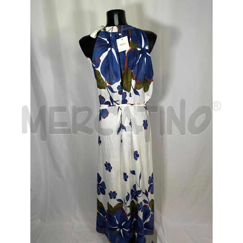 VESTITO DONNA LUNGO ROSELLA BNC FIORI BLU VERDE SCOLLO AMERICANA  | Mercatino dell'Usato San maurizio canavese 3
