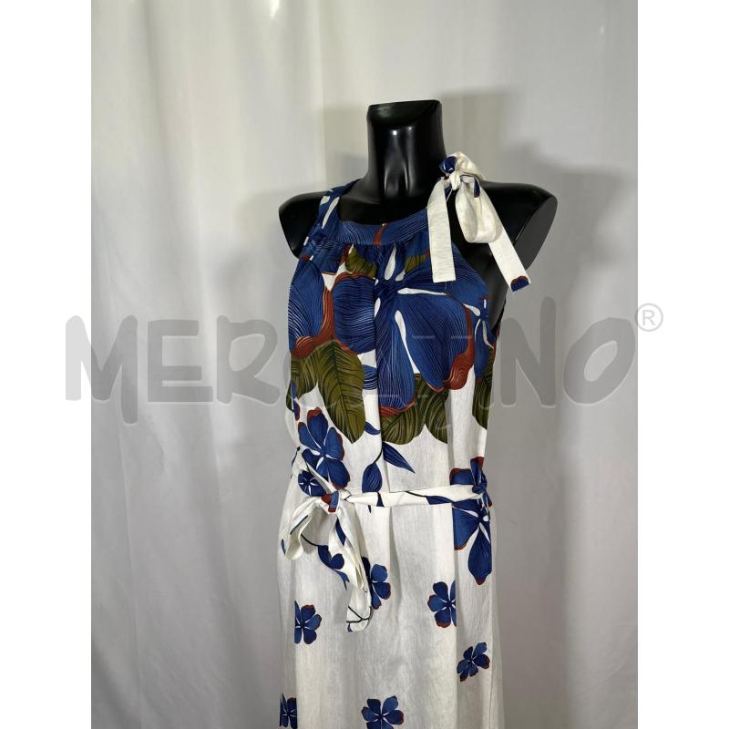 VESTITO DONNA LUNGO ROSELLA BNC FIORI BLU VERDE SCOLLO AMERICANA  | Mercatino dell'Usato San maurizio canavese 4