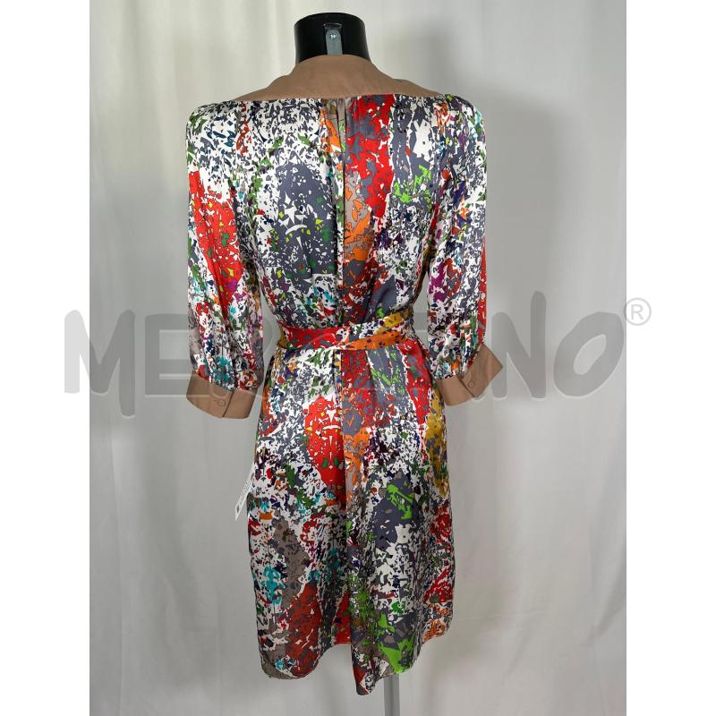 VESTITO DONNA STEFANEL SETA BANDA MARRO FIORI ROSSO LACCIO | Mercatino dell'Usato San maurizio canavese 3