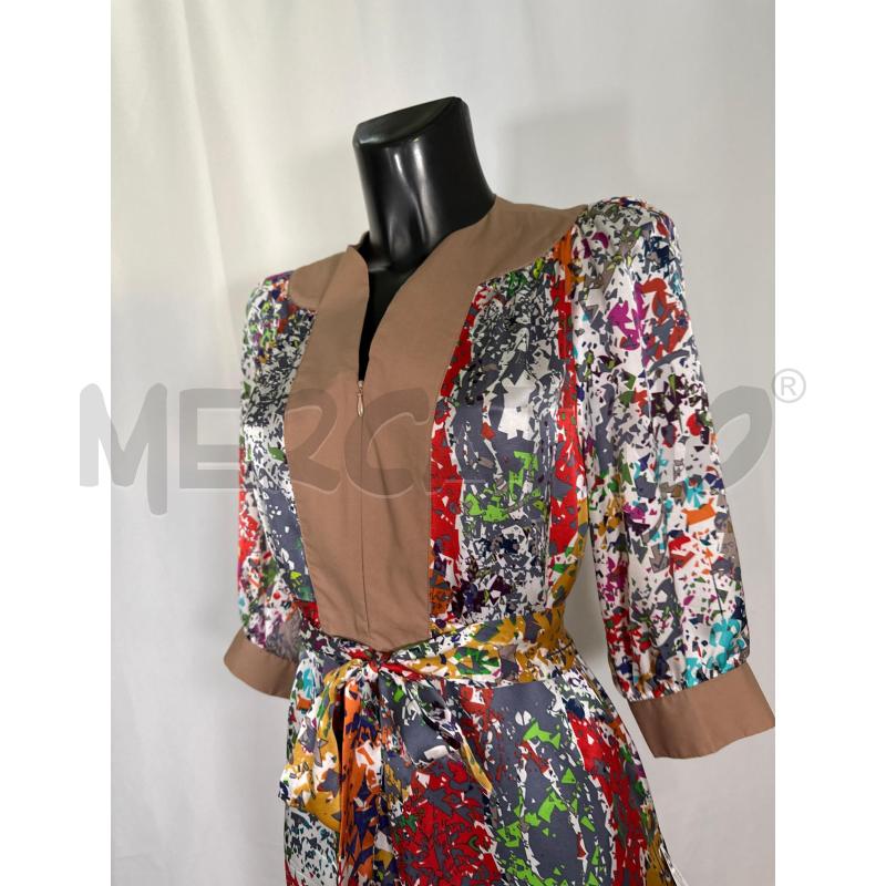 VESTITO DONNA STEFANEL SETA BANDA MARRO FIORI ROSSO LACCIO | Mercatino dell'Usato San maurizio canavese 4
