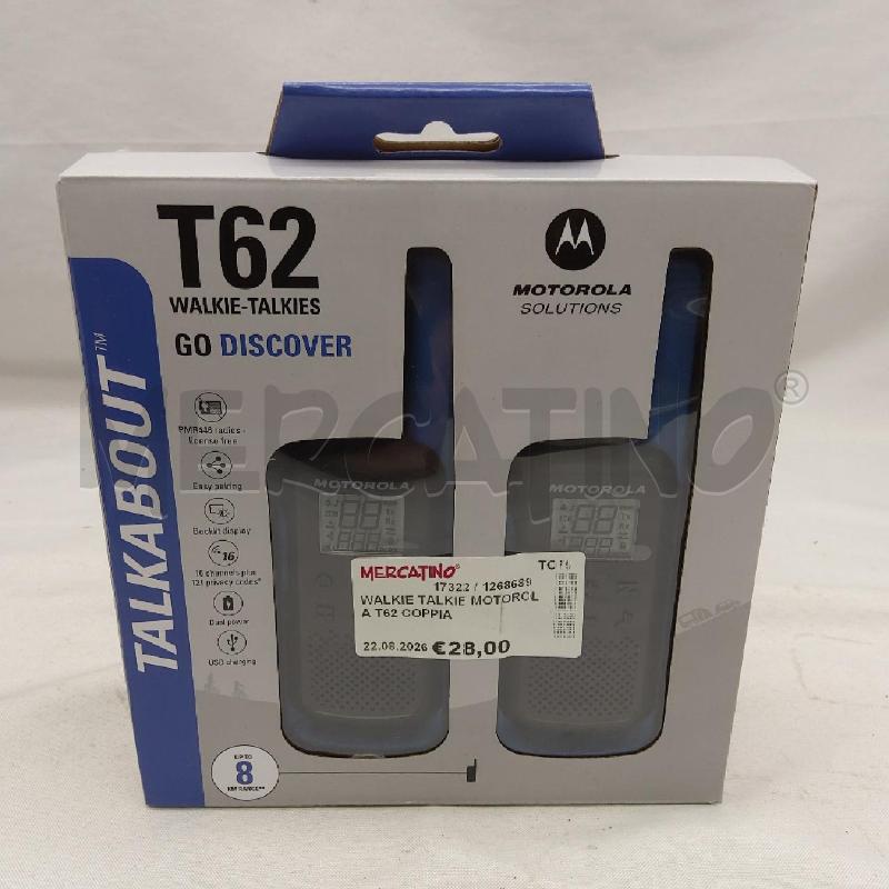 WALKIE TALKIE MOTOROLA T62 COPPIA | Mercatino dell'Usato San maurizio canavese 1