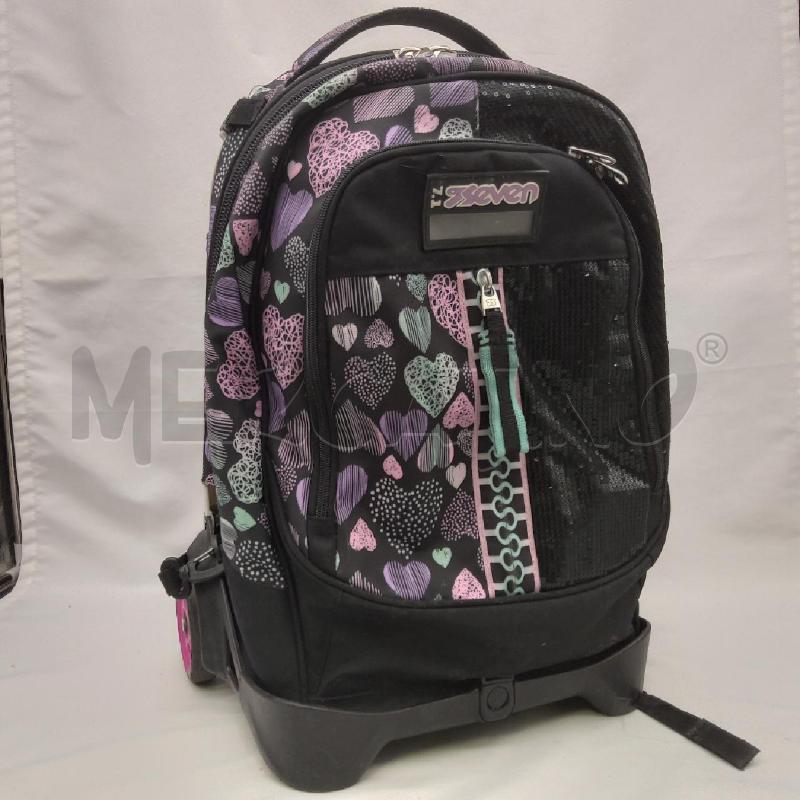ZAINO ROTELLE SCUOLA SEVEN VIOLA NERO CUORI  | Mercatino dell'Usato San maurizio canavese 1