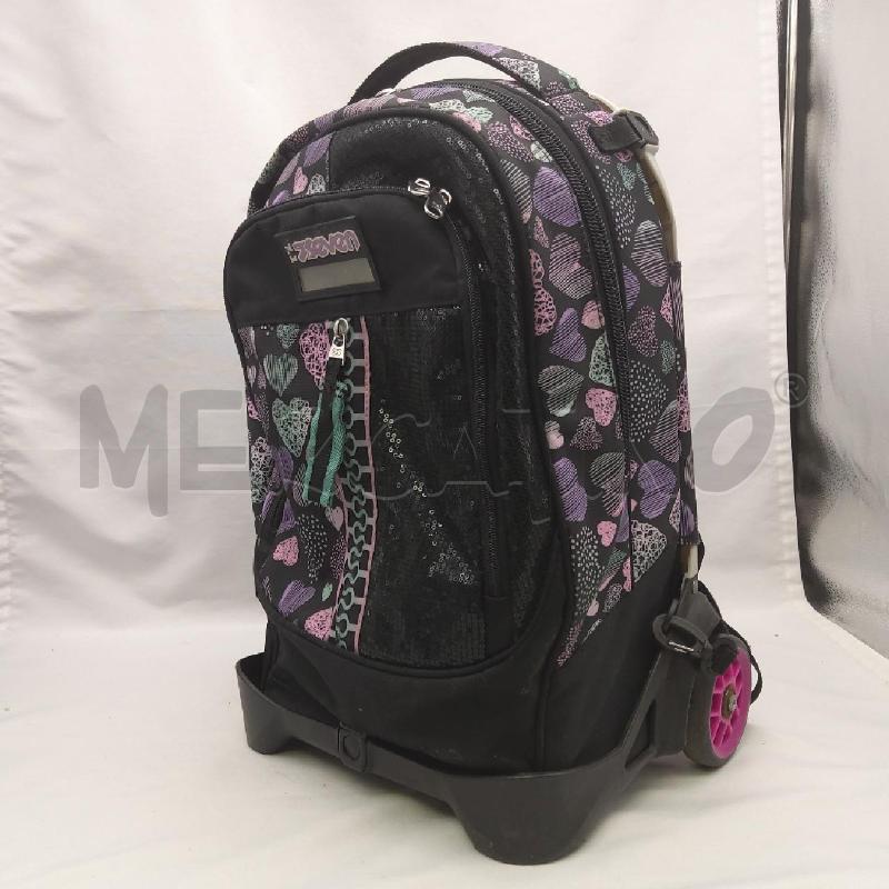 ZAINO ROTELLE SCUOLA SEVEN VIOLA NERO CUORI  | Mercatino dell'Usato San maurizio canavese 4
