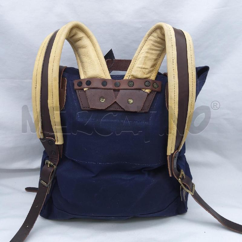 ZAINO WOOLRICH CANOE PACK BLU BRETELLE IN PELLE  | Mercatino dell'Usato San maurizio canavese 3