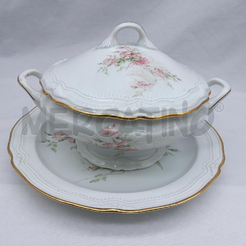 ZUPPIERA + VASSOIO LIMOGES BIANCO DECORO ROSA CANINA | Mercatino dell'Usato San maurizio canavese 1