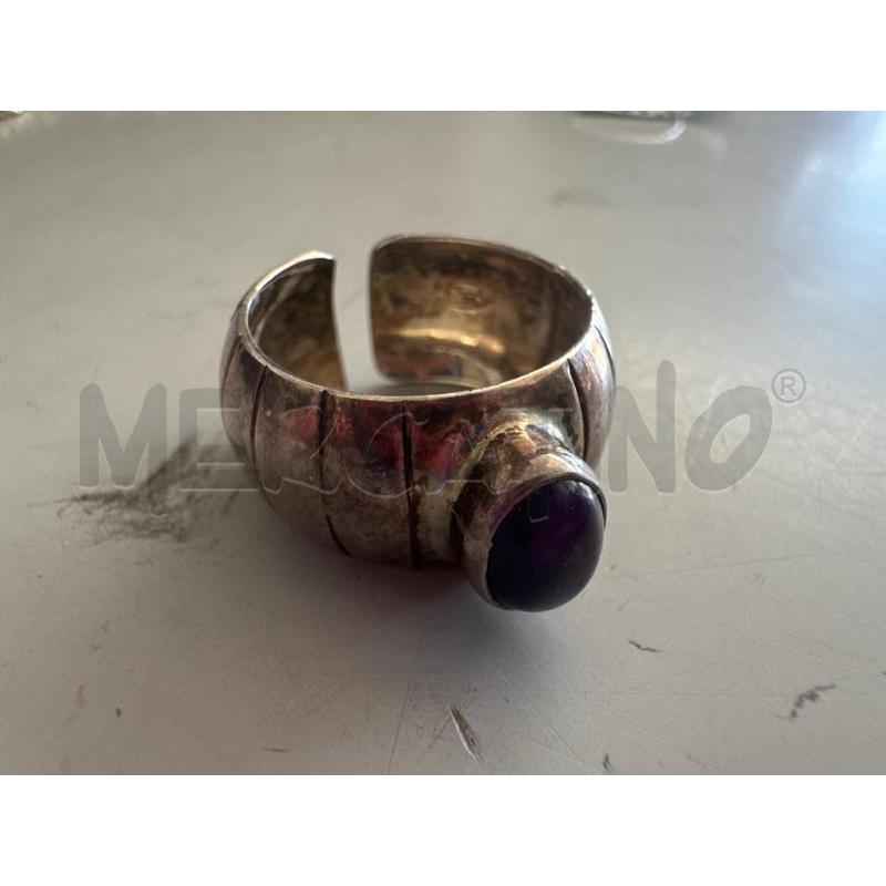 ANELLO AMETISTA CASTONE RILIEVO 925 | Mercatino dell'Usato Chivasso 1