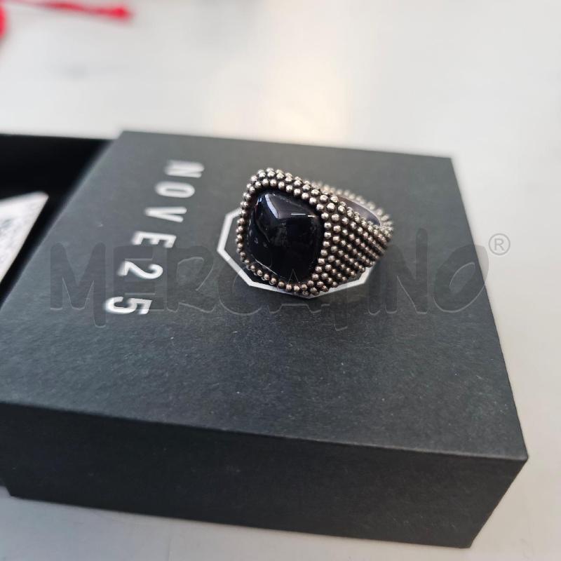 ANELLO UOMO NOVE25 CHEVALIER QUADRATO PUNTINATO CON PIETRA NERA | Mercatino dell'Usato Chivasso 3