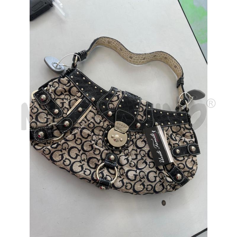 BORSA DONNA GUESS TELATA BEIGE NERA  | Mercatino dell'Usato Chivasso 1