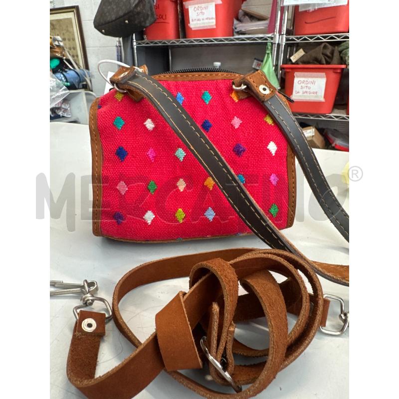 BORSETTA DONNA GUATEMALTECA PELLE ROSSA ROMBI ARTIGIANALE  | Mercatino dell'Usato Chivasso 2